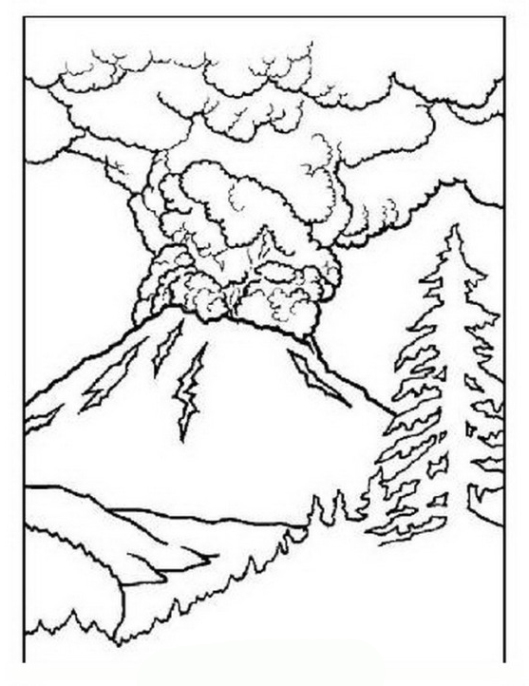 Ausmalbild Vulkan kostenlos 1