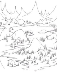 Ausmalbild Berg Gebirge kostenlos 3