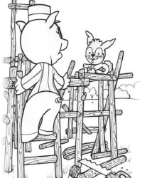 Ausmalbild Die drei kleinen Schweinchen kostenlos 2