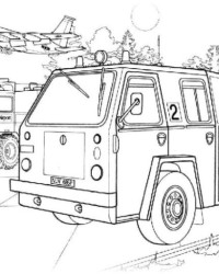 Ausmalbild Feuerwehrwagen kostenlos 2