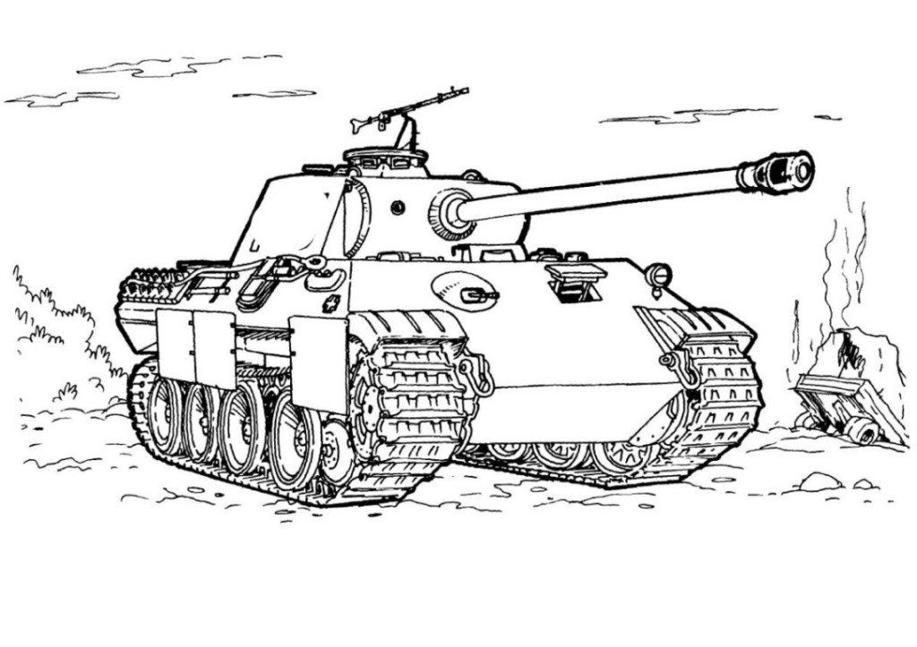 Ausmalbild Panzer kostenlos 3