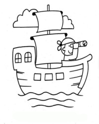Ausmalbild Piratenschiff kostenlos 1