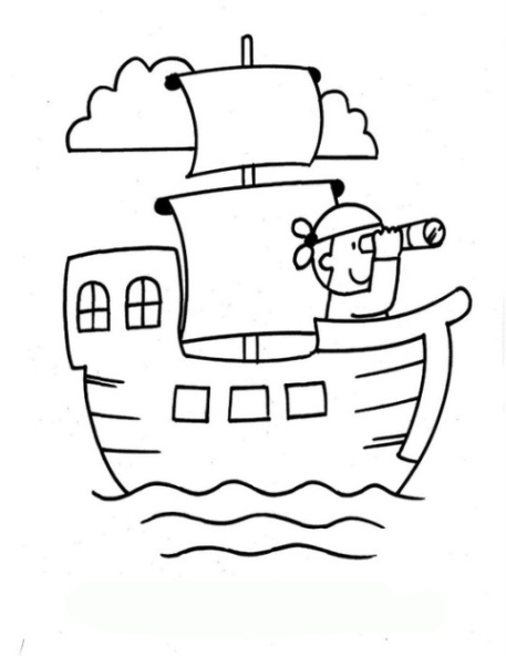 Ausmalbild Piratenschiff kostenlos 1