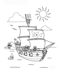 Ausmalbild Piratenschiff kostenlos 3