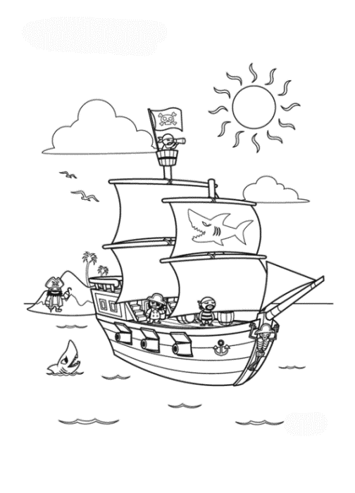 Ausmalbild Piratenschiff kostenlos 3