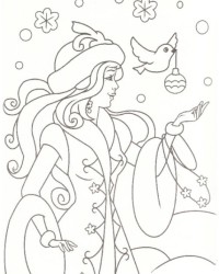 Ausmalbild Prinzessin Winter kostenlos 1