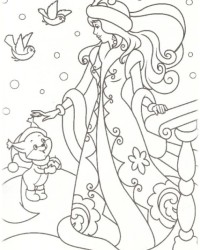 Ausmalbild Prinzessin Winter kostenlos 2