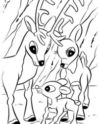 Ausmalbild Rudolph mit der roten Nase kostenlos 3
