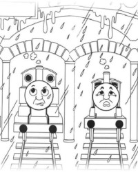 Ausmalbild Thomas, die kleine Lokomotive kostenlos 1