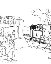 Ausmalbild Thomas, die kleine Lokomotive kostenlos 3