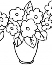Ausmalbild Vase mit Blumen kostenlos 2