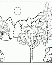 Ausmalbild Wald kostenlos 2